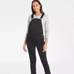 Seraphine Black Denim Maternity Overalls